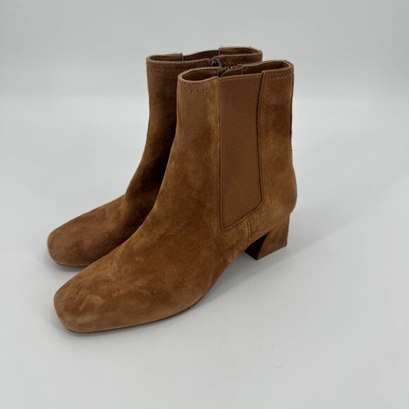 NYDJ Women's Brown Suede Leather Scooter Chelsea Boots Square Toe Size 6 - Picture 3 of 12
